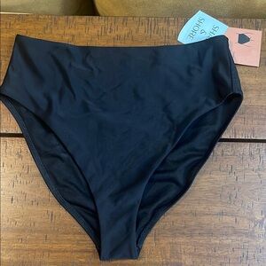High-Waisted Black Swim Bottoms